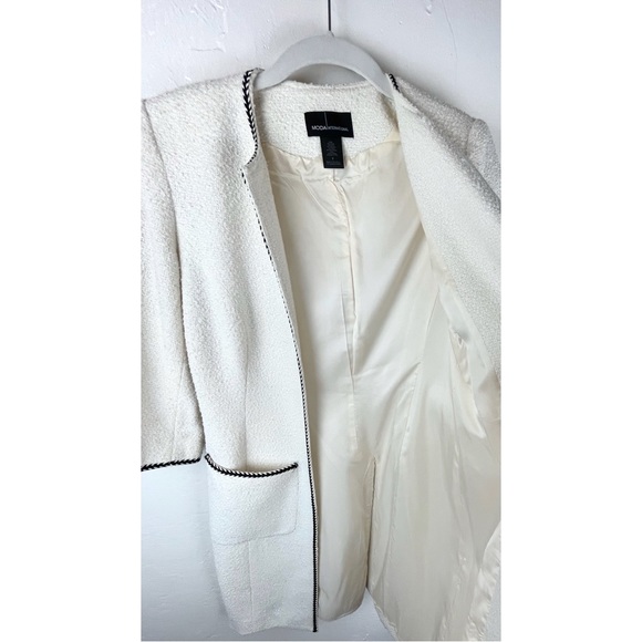 Moda International Womens Size 2 Open Front Ivory Textured 3/4 sleeve - Picture 6 of 9